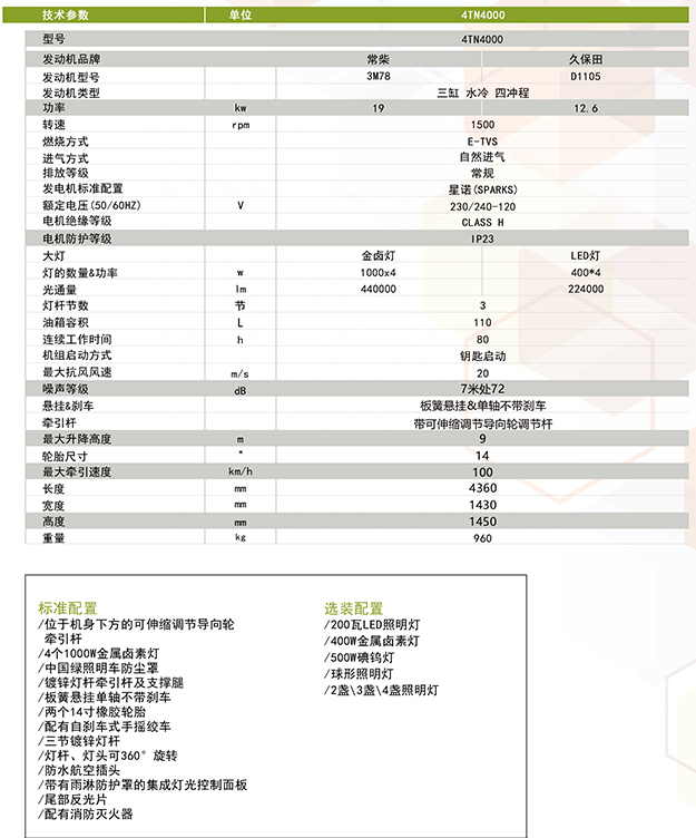 移動照明車-拖車式照明車4TN4000